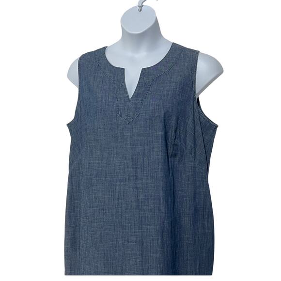 Talbots Womens Plus Size 14W Slub Denim Shift Midi Dress Blue - Picture 4 of 11